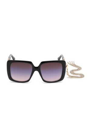 Women's Guess Tassel Square Sunglasses Black | 6982-LYBDR