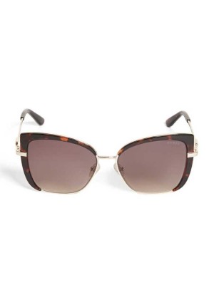 Women's Guess Tinted Cat-Eye Sunglasses Brown | 4359-DIAJZ