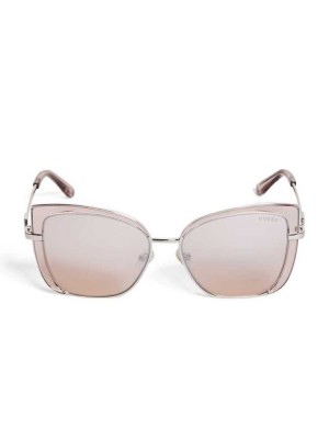 Women's Guess Tinted Cat-Eye Sunglasses Pink / Burgundy | 0346-OAVBS