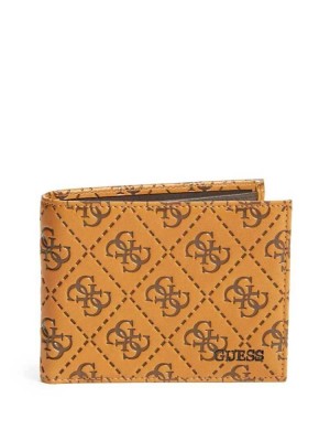 Women's Guess Vezzola Embossed Billfold Wallets Brown | 9316-DXCHY