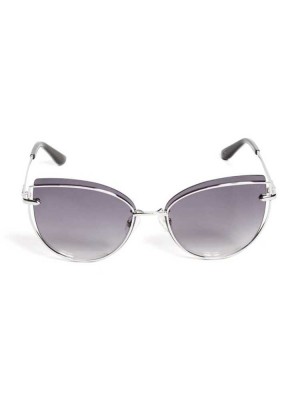 Women's Guess Wired Cat Eye Sunglasses Silver | 6824-RJPLV