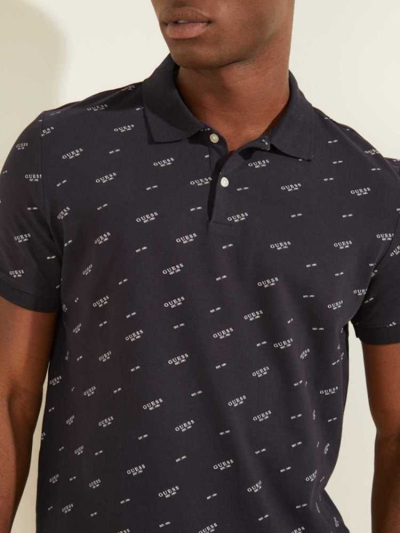 Men's Guess Corey Polo Shirts Navy | 3127-ZWBKF