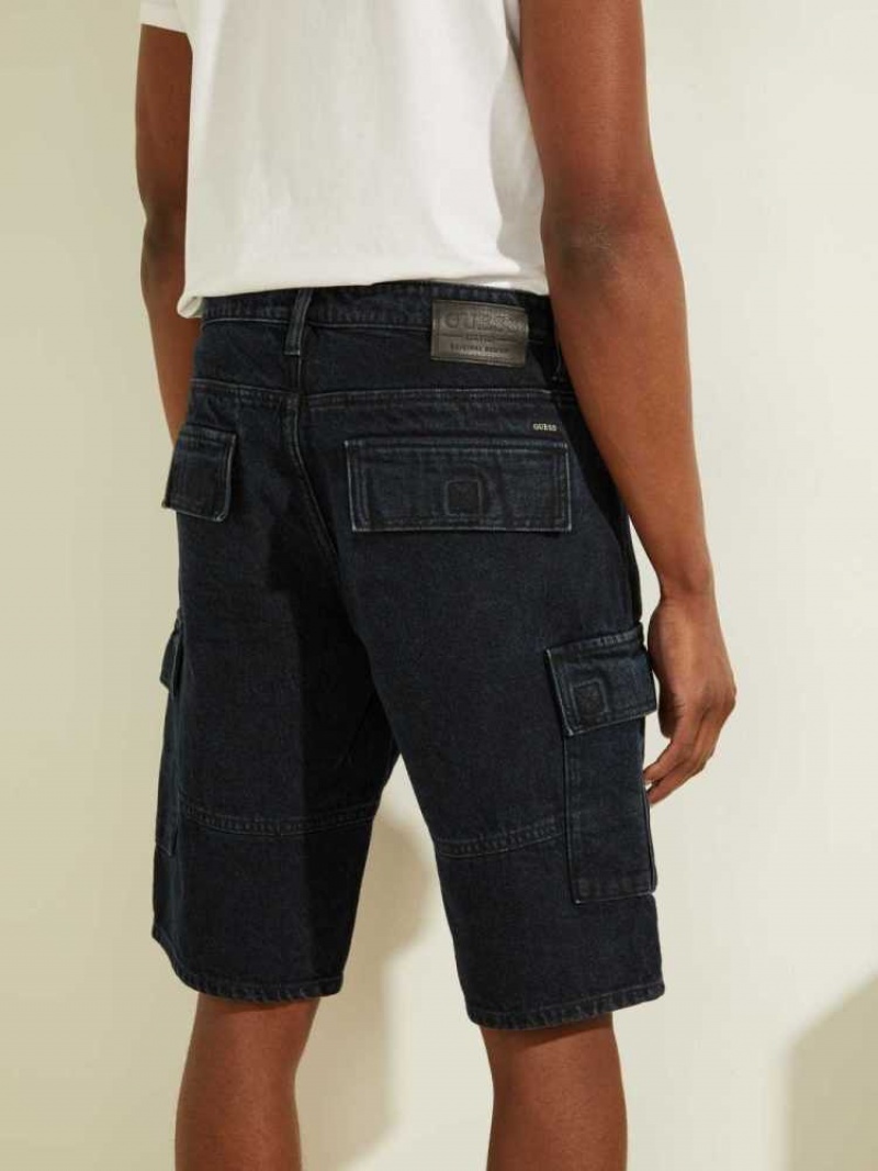 Men's Guess Denim Cargo Shorts Indigo | 4029-KITNJ