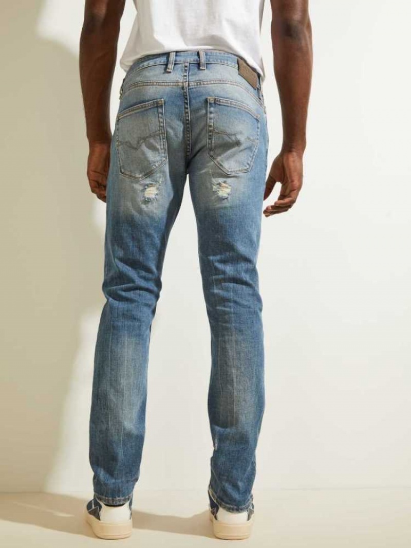 Men's Guess Destroyed Utility Patch Jeans Wash | 2451-GNXUO