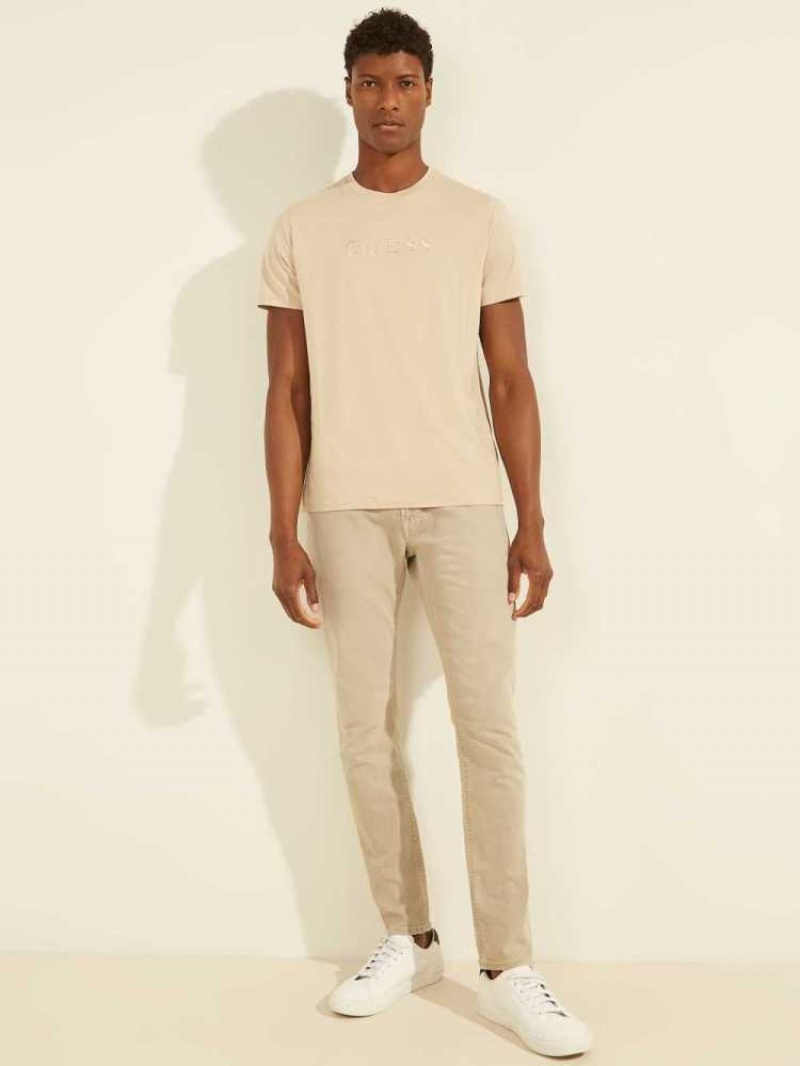 Men's Guess Dyed Skinny Jeans Khaki | 0293-XBGNW