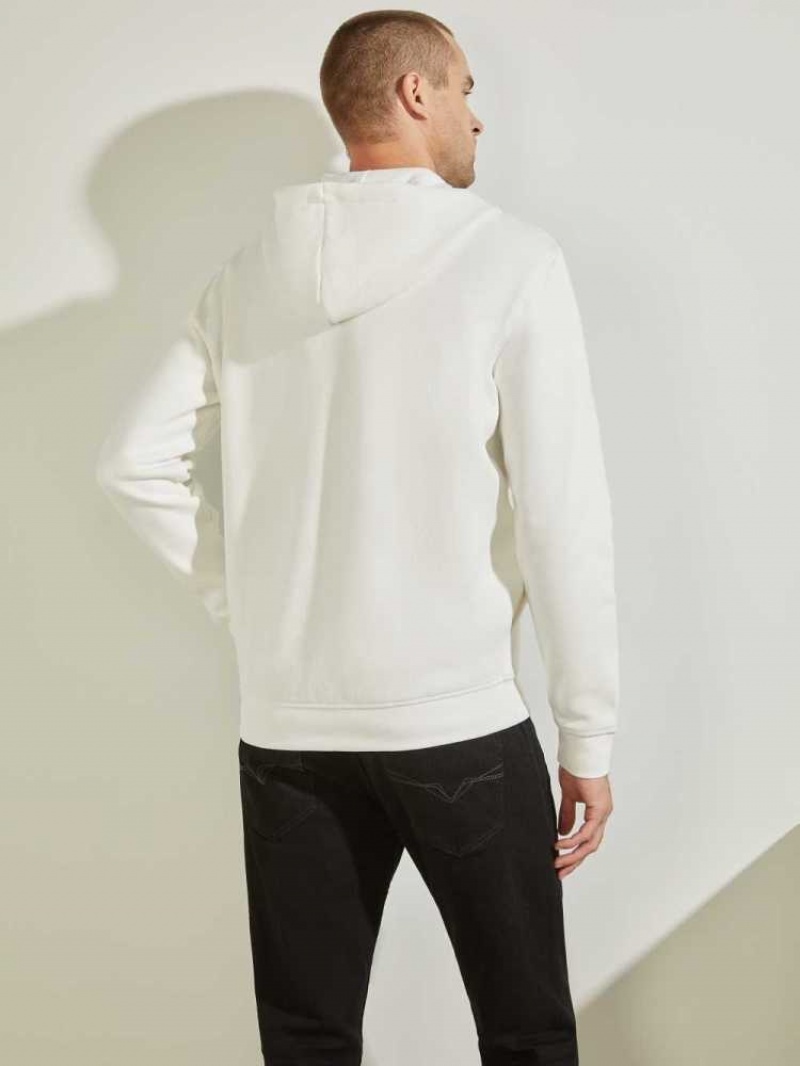 Men's Guess Eco Aldwin Zip-Up Sweatshirt White | 3980-BIPUD