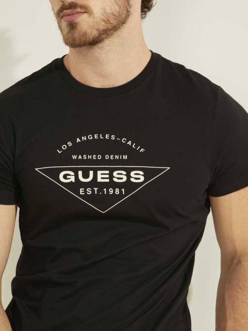 Men's Guess Eco Logo T-Shirts Black | 6790-YMHKA