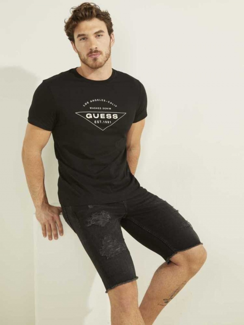 Men\'s Guess Eco Logo T-Shirts Black | 6790-YMHKA