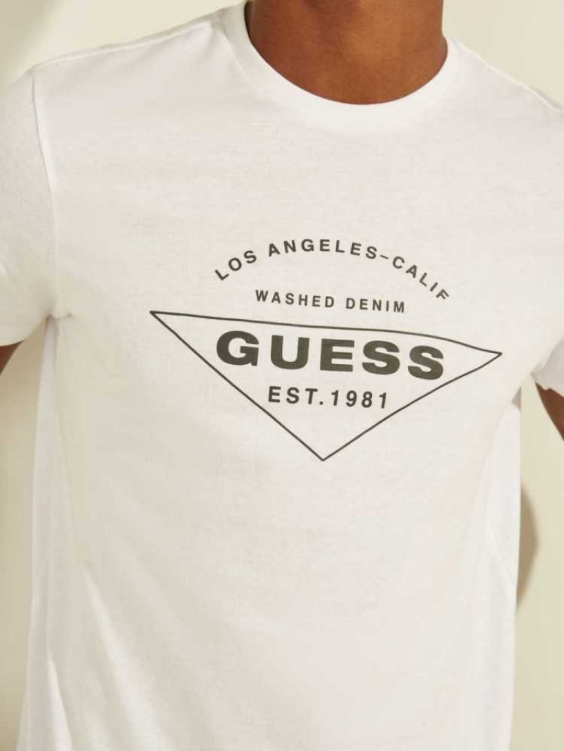Men's Guess Eco Logo T-Shirts White | 5029-RBQNI