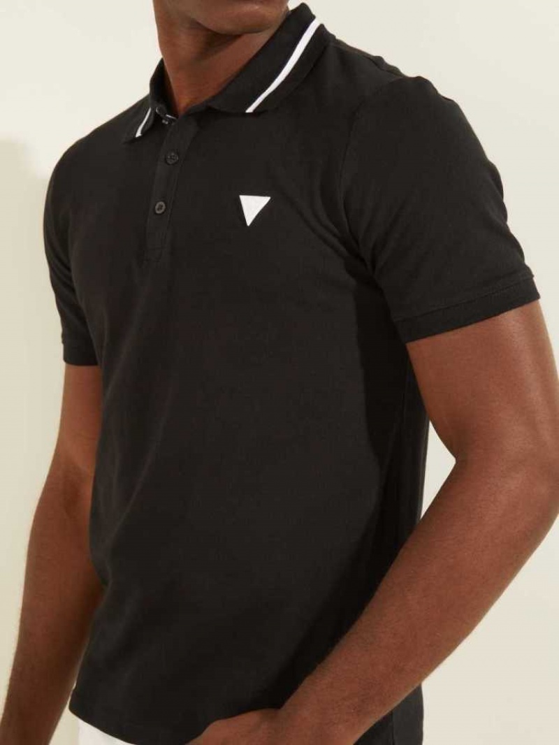 Men's Guess Eco Lyle Polo Shirts Black | 3681-LPJHX