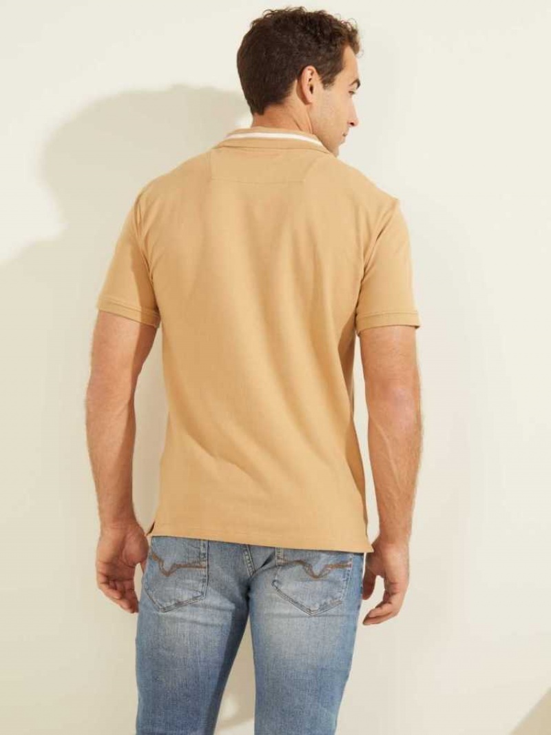Men's Guess Eco Lyle Polo Shirts Blue Orange | 6405-PVXEM