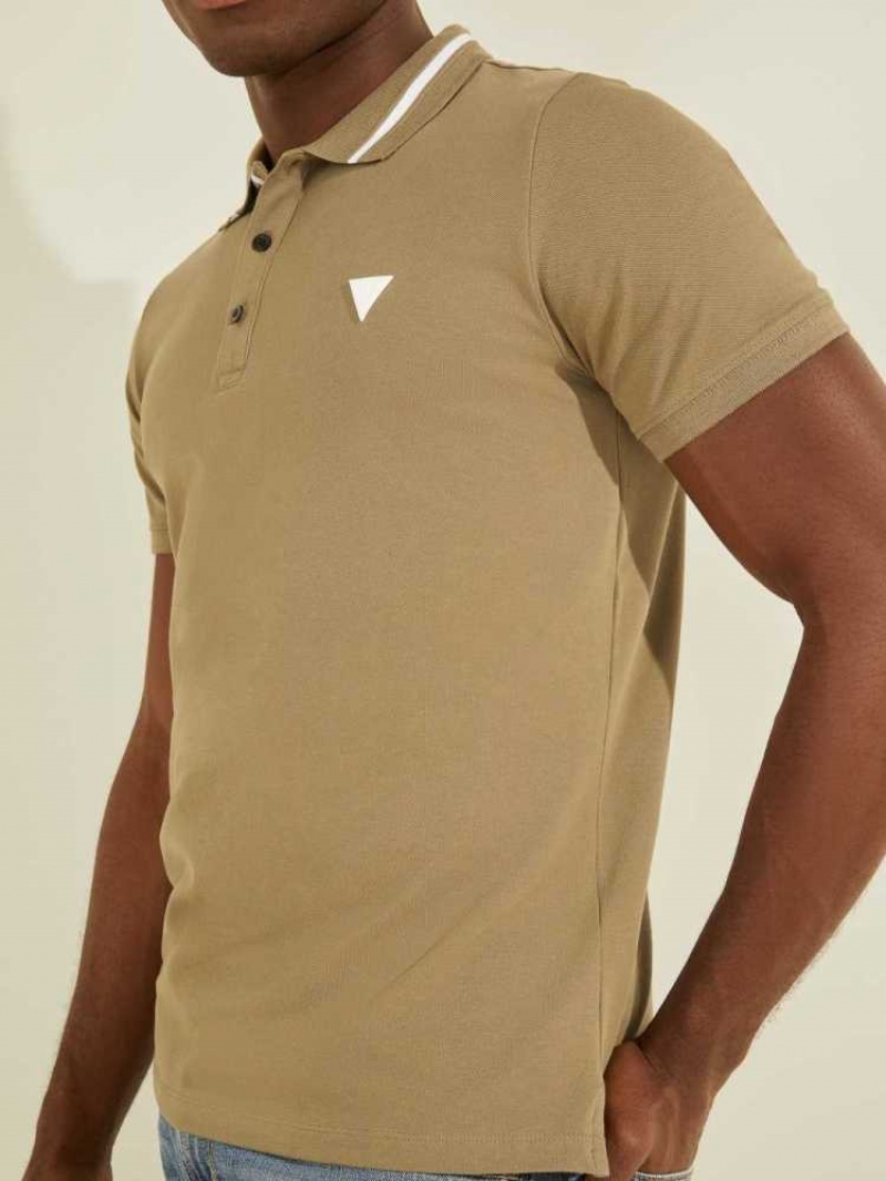 Men's Guess Eco Lyle Polo Shirts Green | 9631-YFTRK