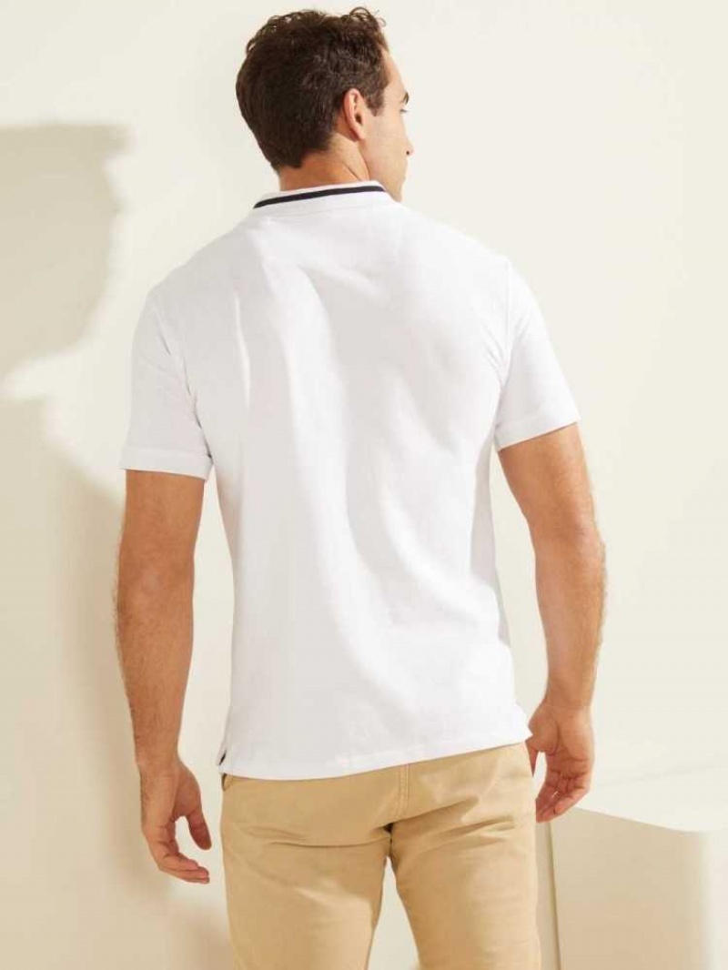 Men's Guess Eco Lyle Polo Shirts White | 1685-LVQHR