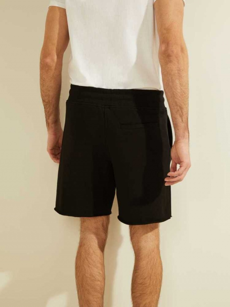 Men's Guess Eco Roy Fleece Shorts Black | 3207-SRCEF