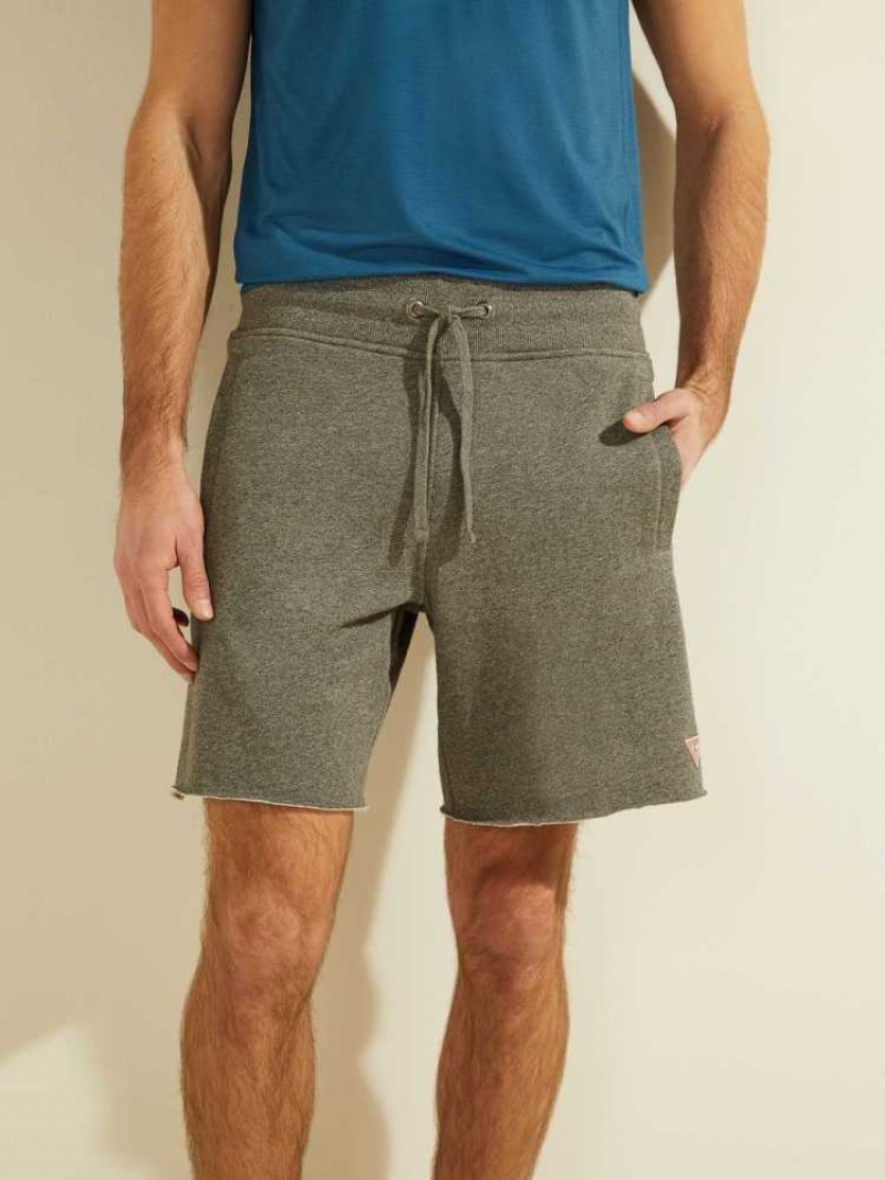 Men\'s Guess Eco Roy Fleece Shorts Dark Grey | 3092-PCJWQ