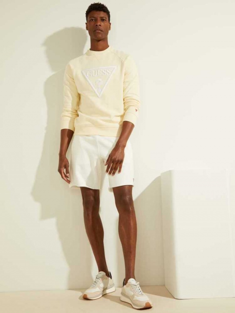Men's Guess Eco Roy Fleece Shorts White | 5467-WXMGR