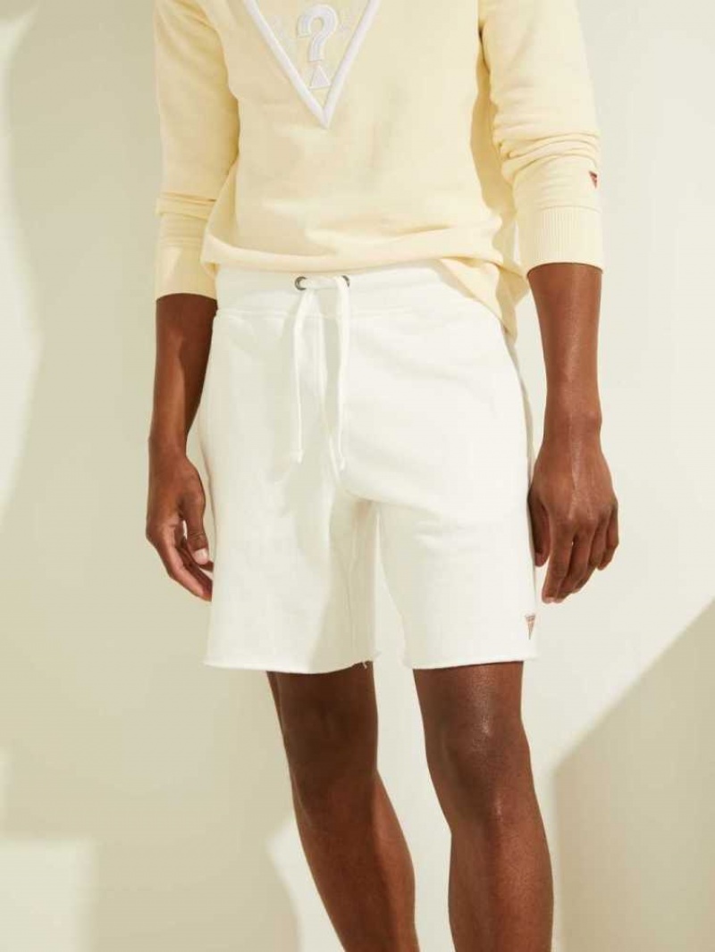 Men\'s Guess Eco Roy Fleece Shorts White | 5467-WXMGR