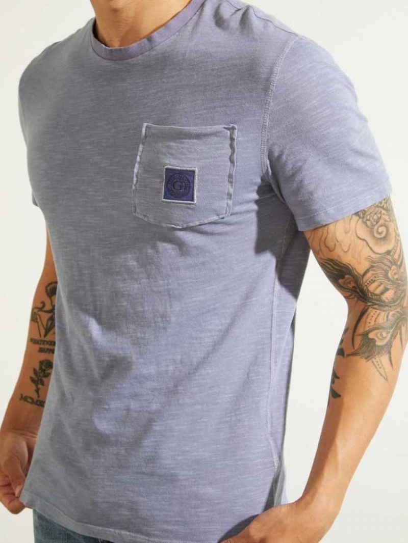 Men's Guess G Stamp T-Shirts Blue | 7340-BEYCL