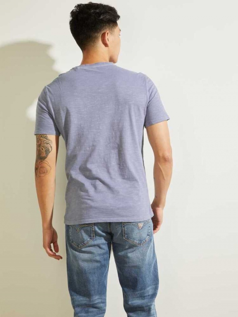 Men's Guess G Stamp T-Shirts Blue | 7340-BEYCL