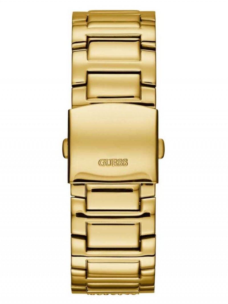 Men's Guess Gold-Tone Multifunction Watches Gold Platinum | 7165-DUEAL