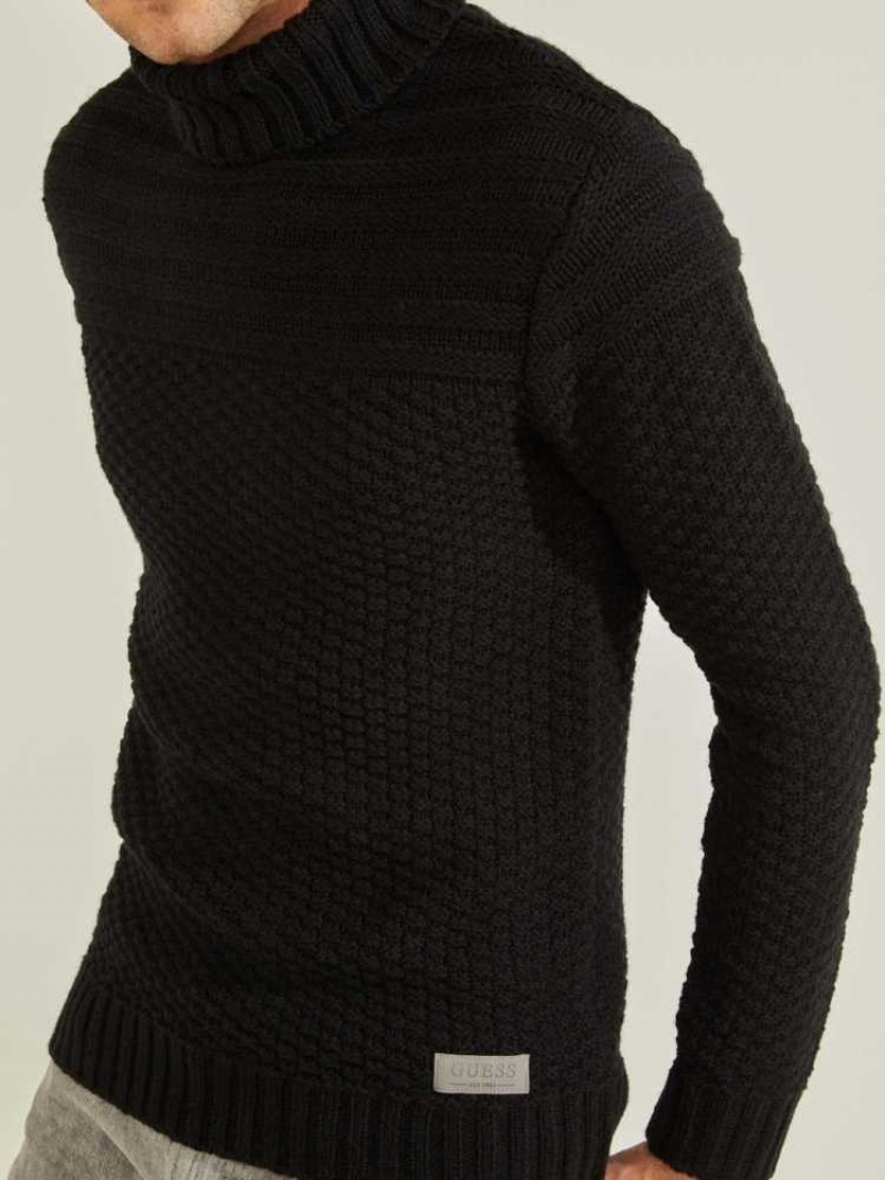 Men's Guess Lynton Ski Turtleneck Sweaters Black | 6073-DFEVB