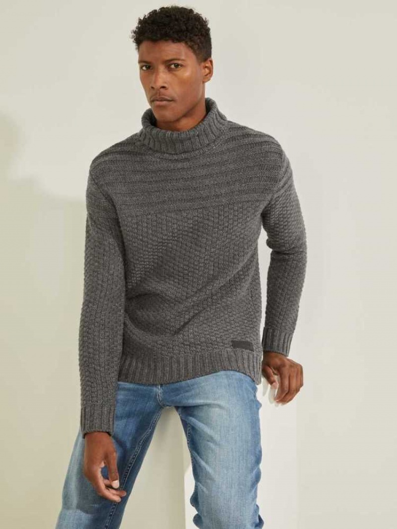 Men\'s Guess Lynton Ski Turtleneck Sweaters Dark Grey | 1470-YVFAE
