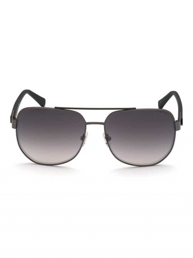 Men\'s Guess Marlon Navigator Sunglasses Grey | 1069-FHZOD