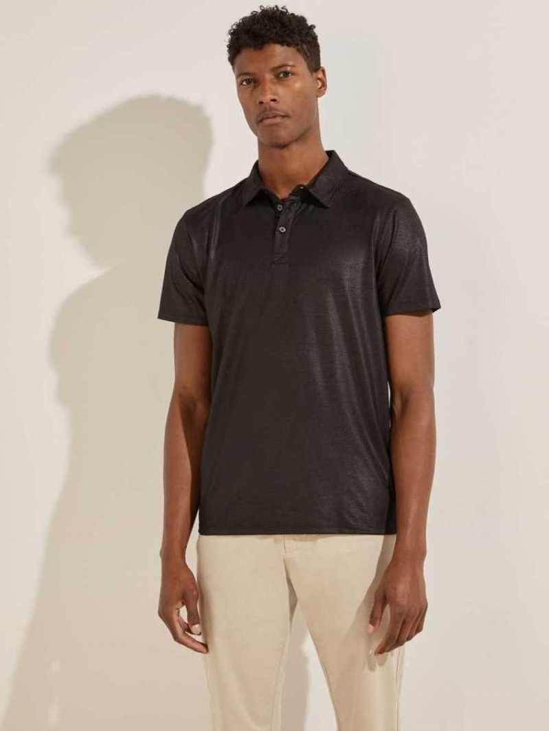 Men\'s Guess Mason Shine Polo Shirts Black | 3980-USCDF