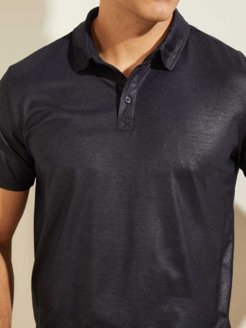 Men's Guess Mason Shine Polo Shirts Dark Blue | 3506-PILBR