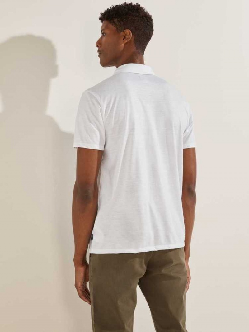 Men's Guess Mason Shine Polo Shirts White | 2567-IKXGU