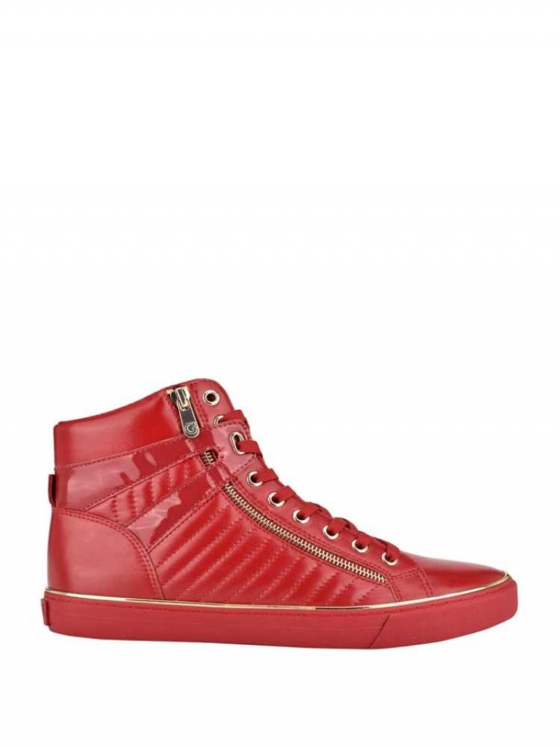 Men's Guess Million High-Top Sneakers Red Multicolor | 2190-RSVLY