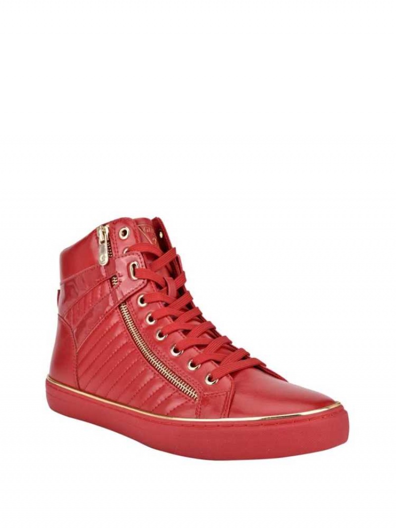 Men\'s Guess Million High-Top Sneakers Red Multicolor | 2190-RSVLY