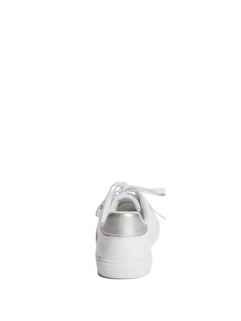 Men's Guess Myran Zip Low-Top Sneakers White | 9564-EYZRD