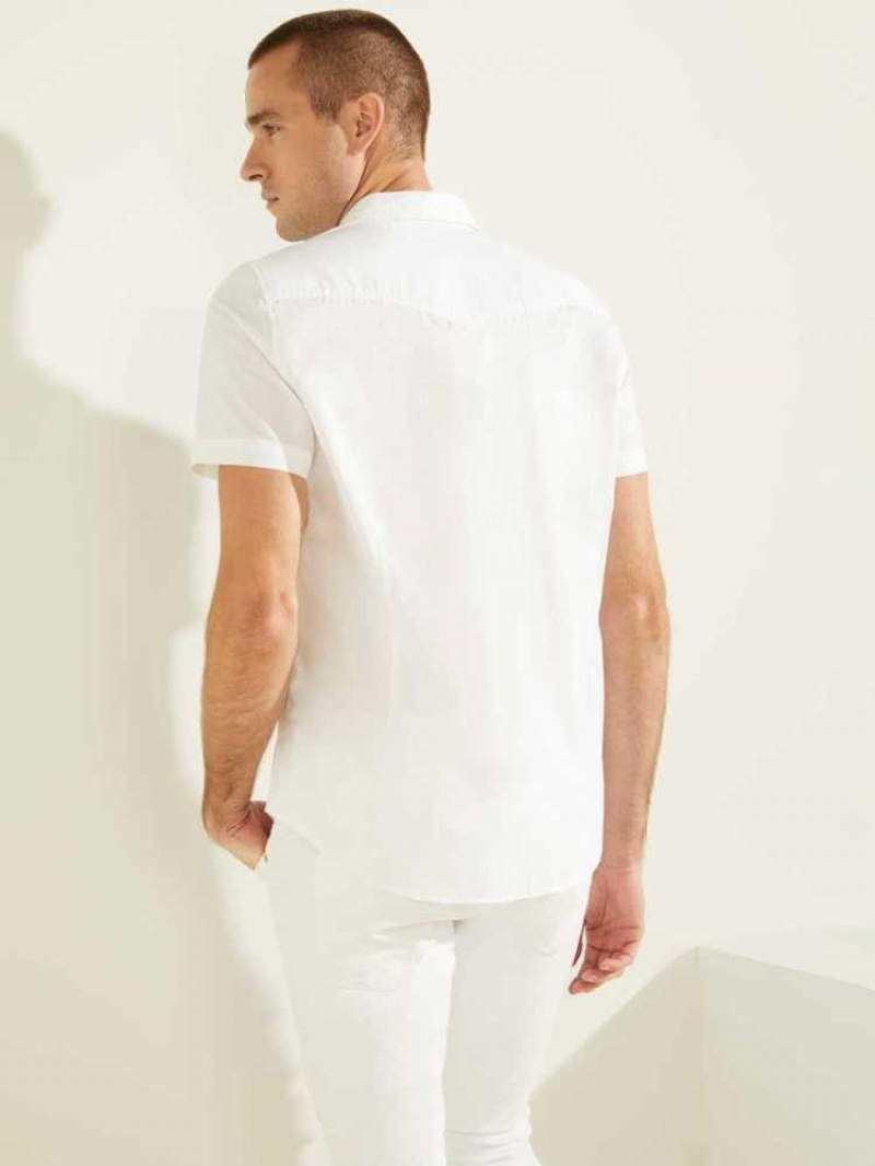 Men's Guess Nottingham Western Shirts White | 9425-OIDJN