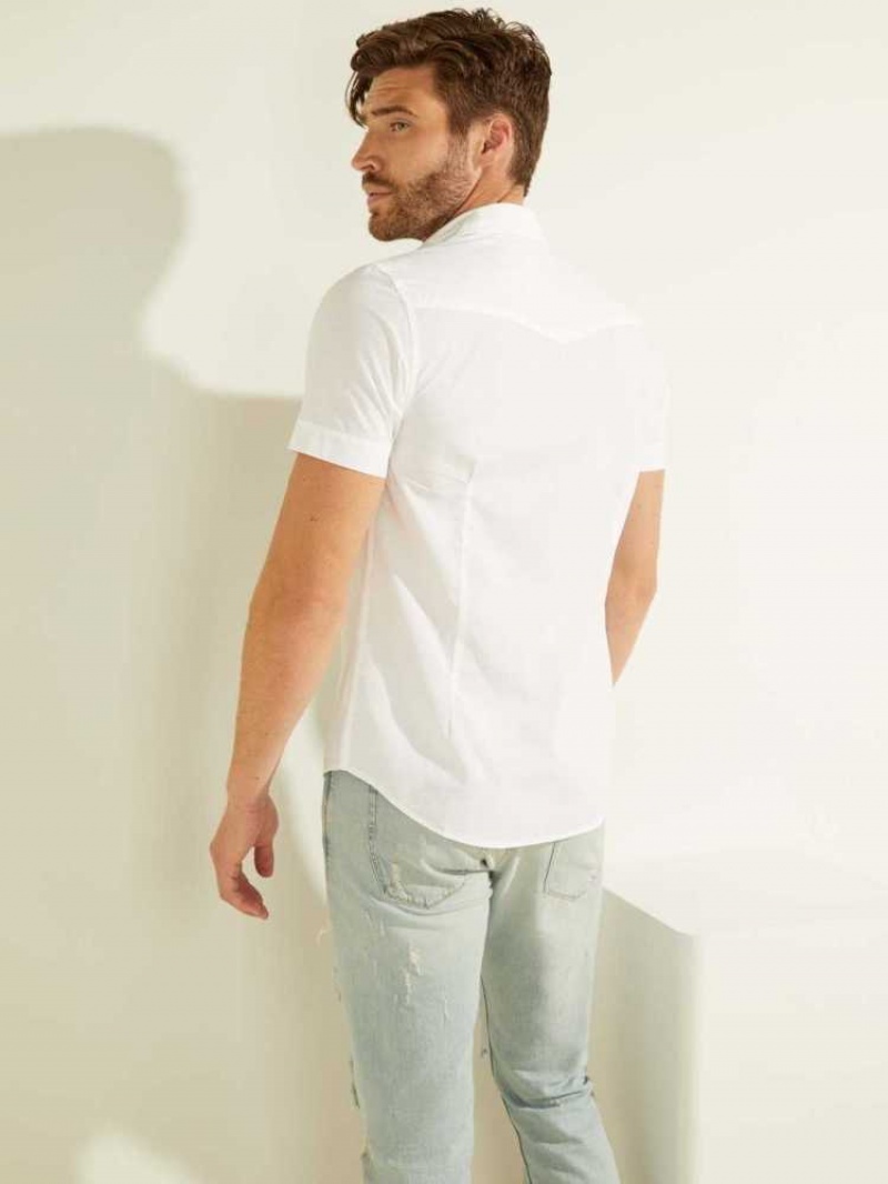 Men's Guess Nottingham Western Shirts White | 7891-REYHK