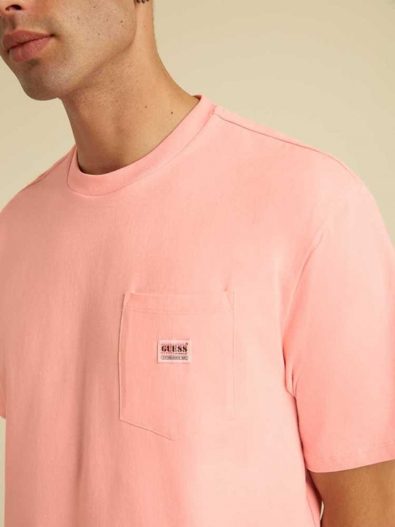 Men's Guess Originals Kit Pocket T-Shirts Pink | 6120-YKPES