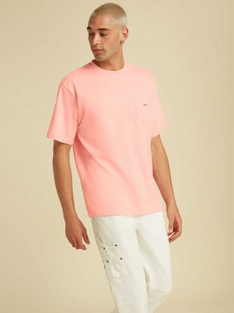 Men\'s Guess Originals Kit Pocket T-Shirts Pink | 6120-YKPES