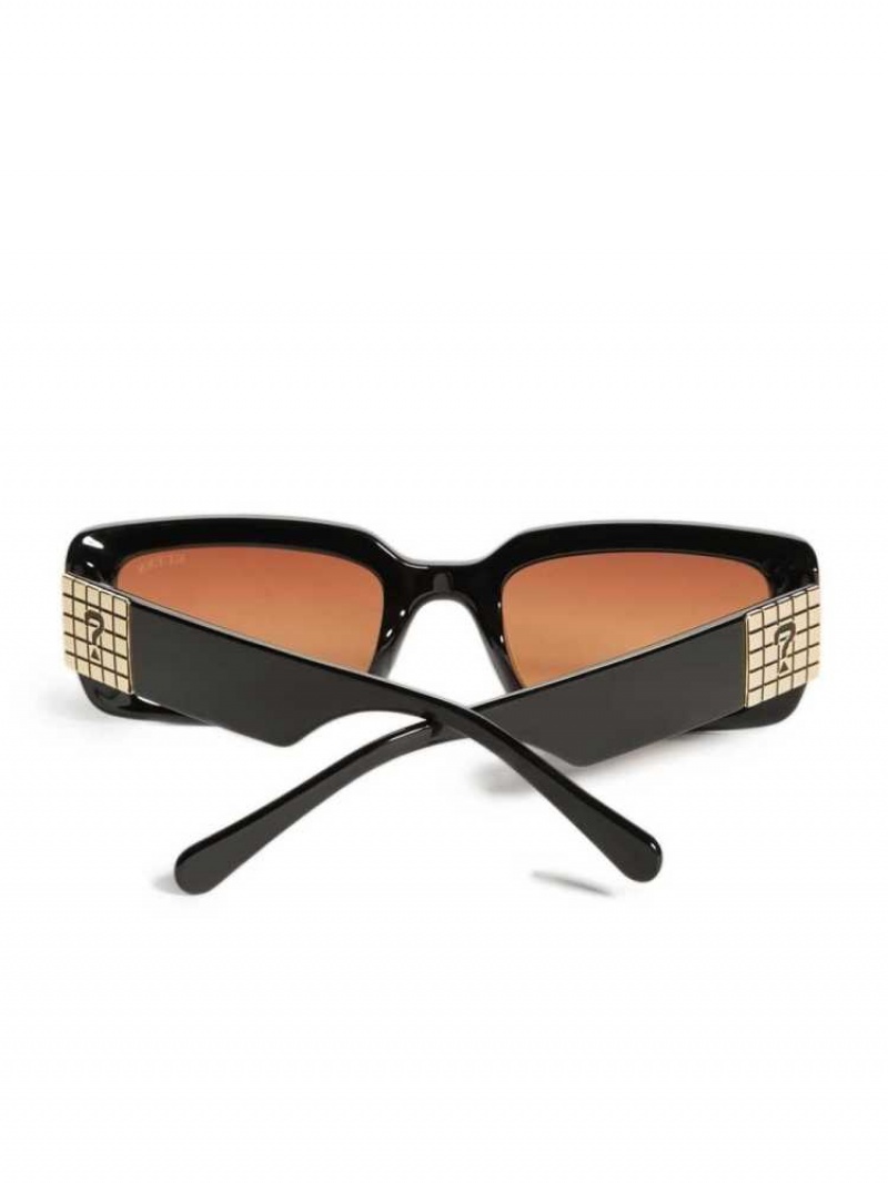 Men's Guess Originals Rectangular Sunglasses Black | 8967-KDJNH