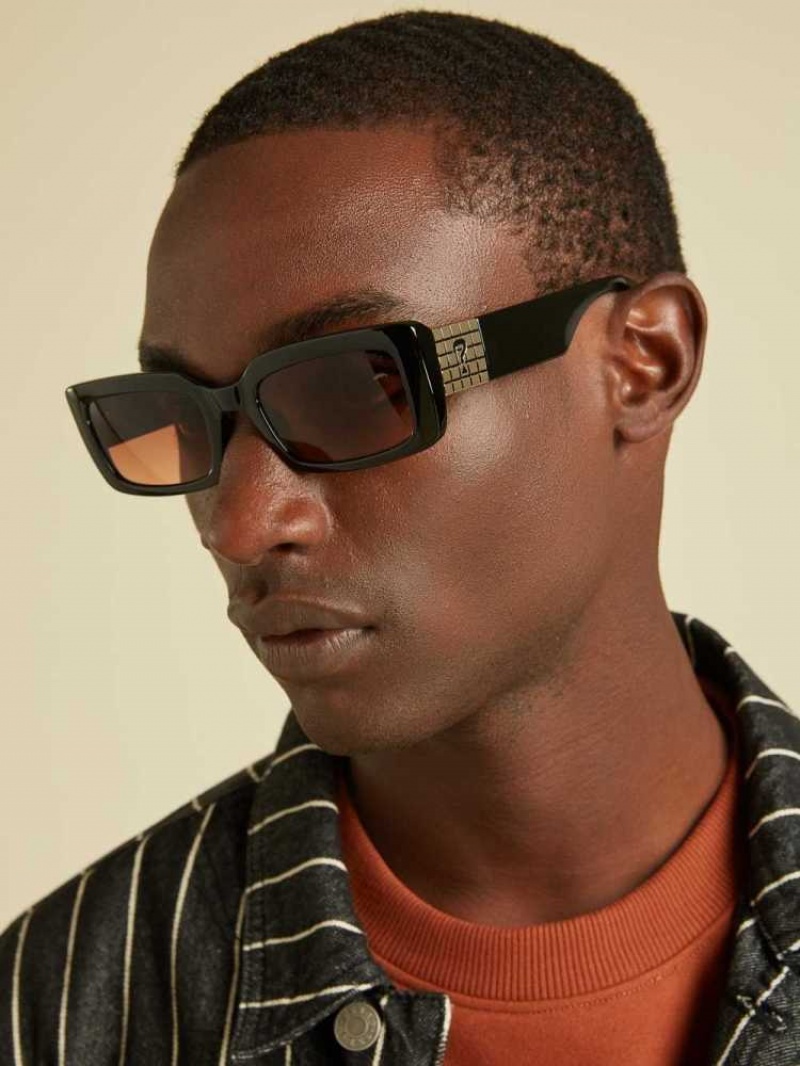 Men\'s Guess Originals Rectangular Sunglasses Black | 8967-KDJNH