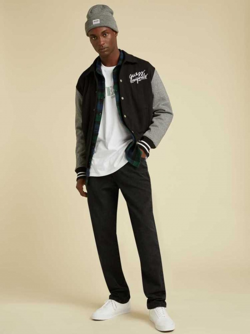 Men's Guess Originals Varsity Inspired Jackets Black Multicolor | 2945-ABZGW