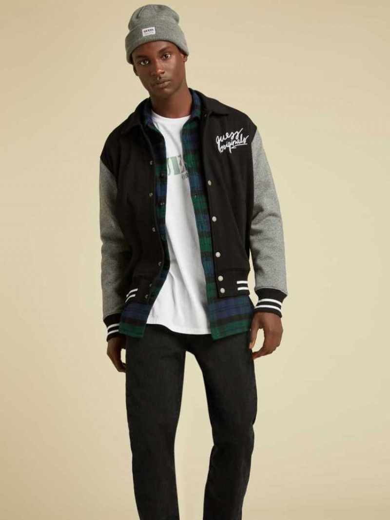 Men's Guess Originals Varsity Inspired Jackets Black Multicolor | 2945-ABZGW