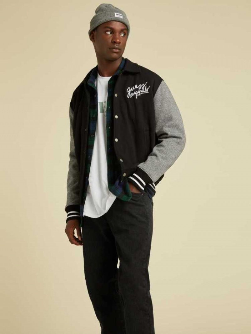 Men\'s Guess Originals Varsity Inspired Jackets Black Multicolor | 2945-ABZGW