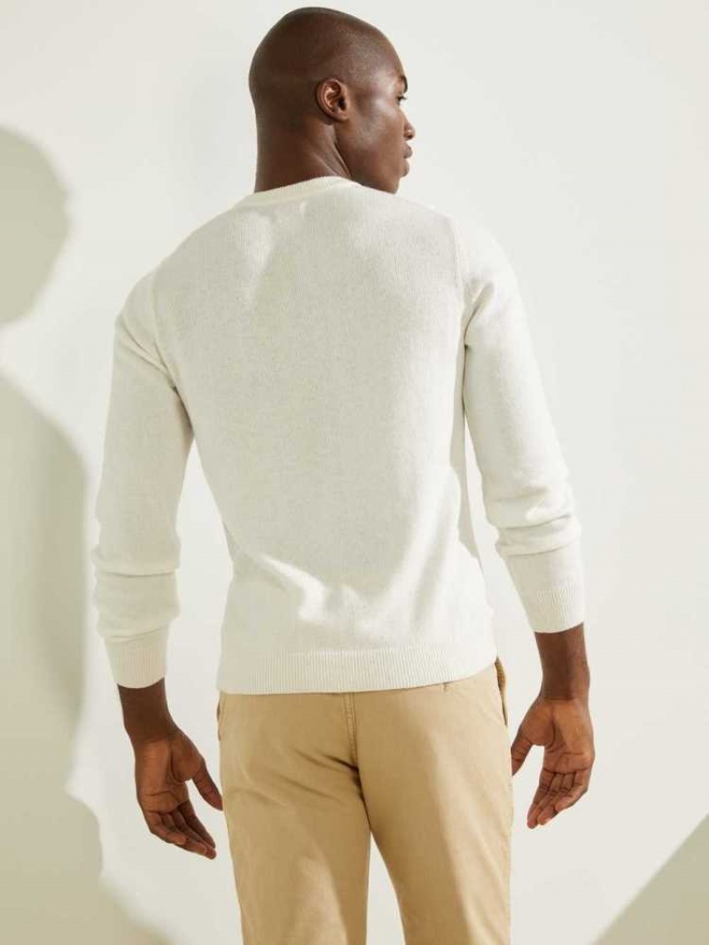 Men's Guess Owen V-Neck Sweaters White | 7205-ECPBD
