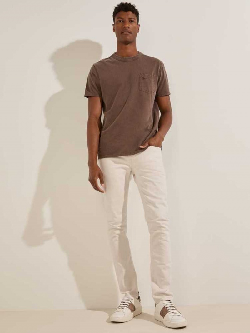 Men's Guess Skinny Jeans Beige | 9835-BNSPK