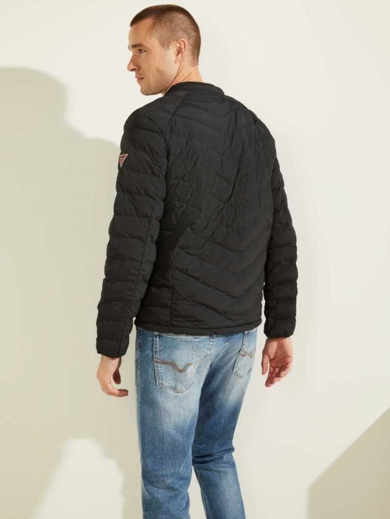 Men's Guess Slim Fit Puffer Jackets Black | 5614-KHWEB