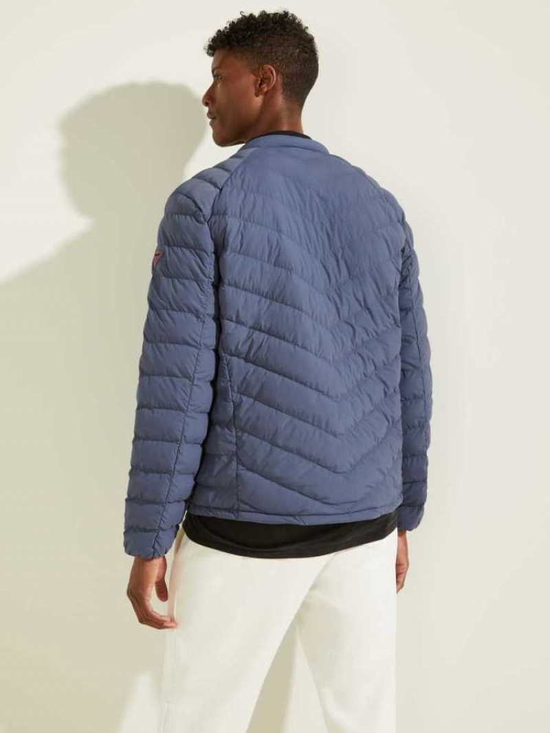 Men's Guess Slim Fit Puffer Jackets Blue | 8149-EFRPC
