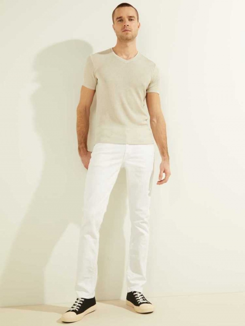 Men's Guess Slim Tapered Jeans White Wash | 3962-GSMCP