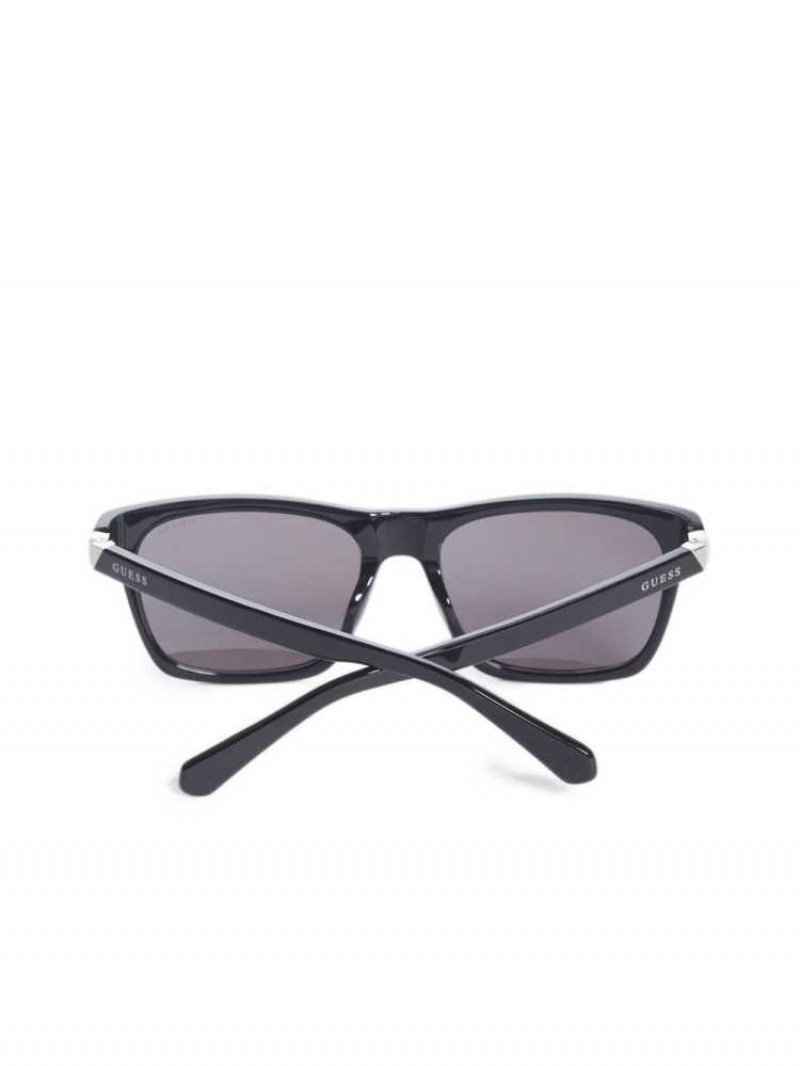 Men's Guess Square Sunglasses Black | 7284-ACBVZ