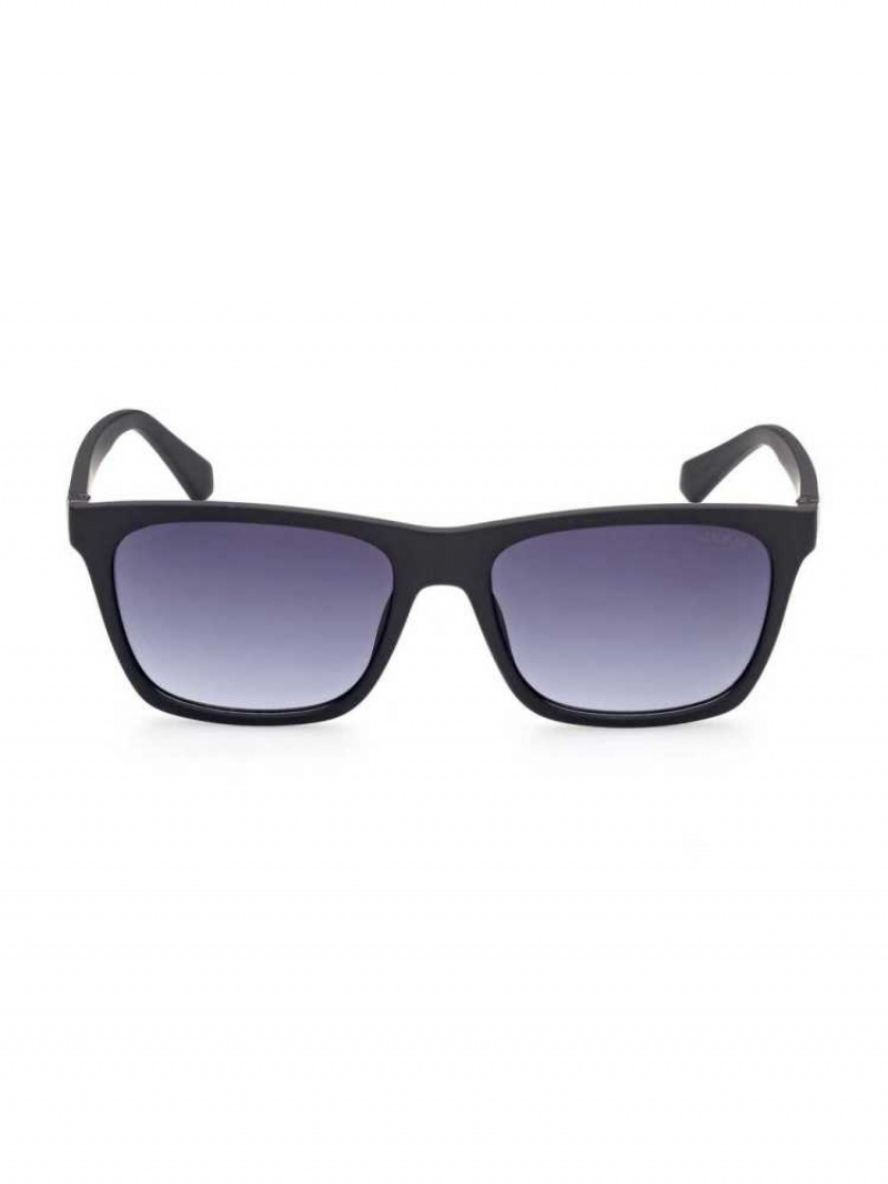 Men\'s Guess Square Sunglasses Black | 8367-PCMYR