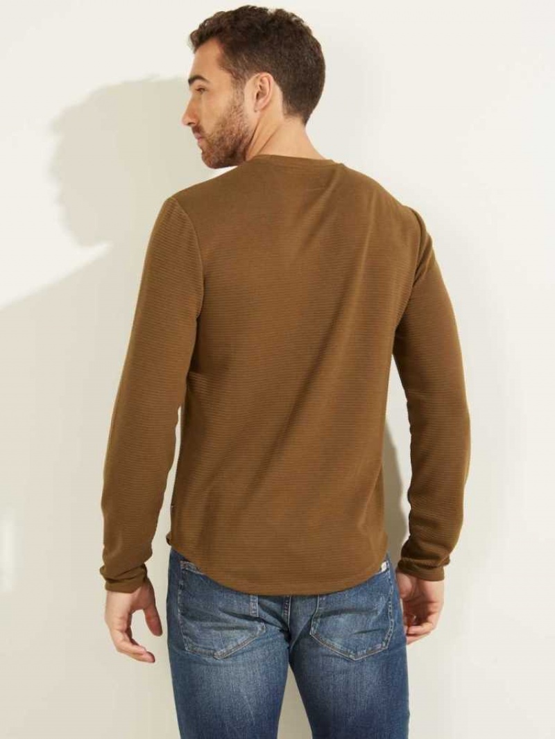 Men's Guess Textured Jersey Crewneck Sweatshirt Green | 7639-OWUKS